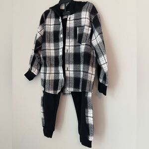 Plaid Boys Sweater Button Up & Pants Set